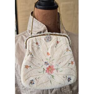 Gorgeous Hand Beaded French Bag with Ornate Floral Design
